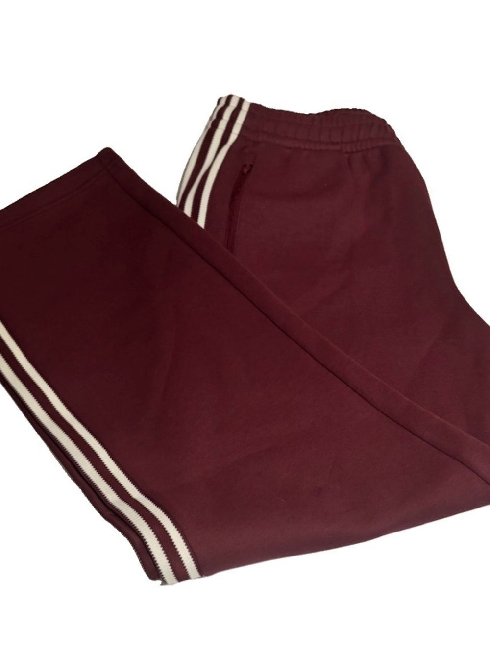 Adidas Men's Premium Shadow Red Track Pants with Cream Side Stripes Size Large - Picture 8 of 9